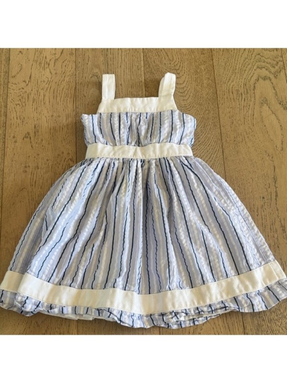 Papo d'Anjo Blue and White Striped Dress